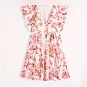 NWT Abercrombie and Fitch Flutter Sleeve Tiered Mini Dress Petite XS